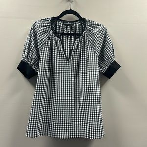 Tuckernuck Pomander Place Black & White Gingham Short Sleeve Top Size Medium